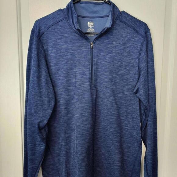 REI COOP Men's Medium Blue Sahara Hiking Pullover 1/2 Zip Base Layer Adventurer - Picture 1 of 6